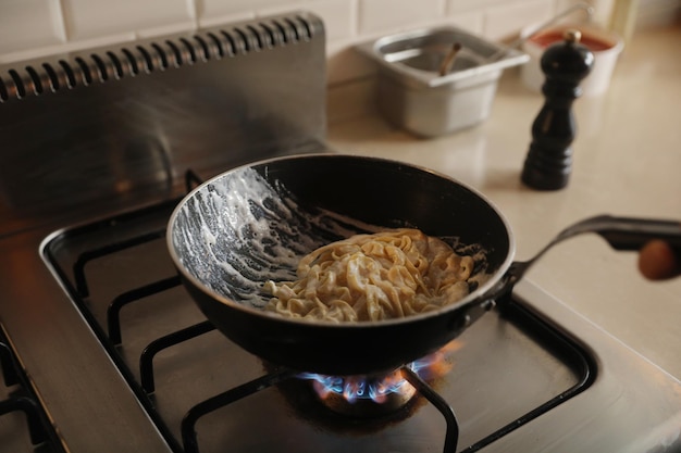 Handmade fresh pasta making process