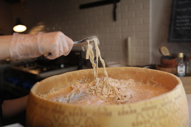 Handmade fresh pasta making process