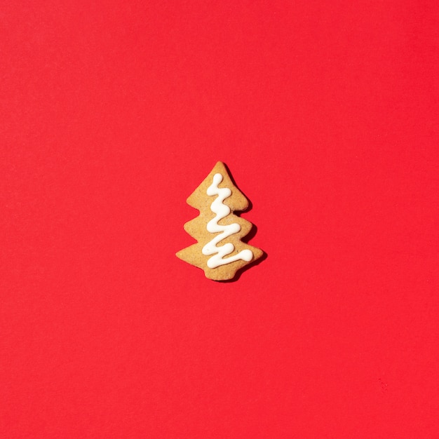 handmade ginger cookies on red background