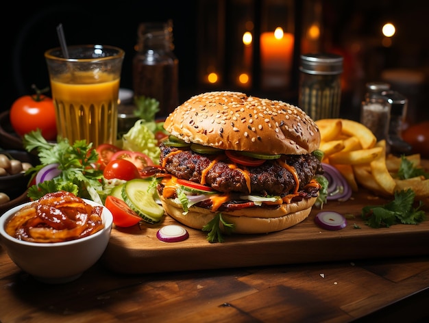 Handmade hamburger fastfood delicious photo