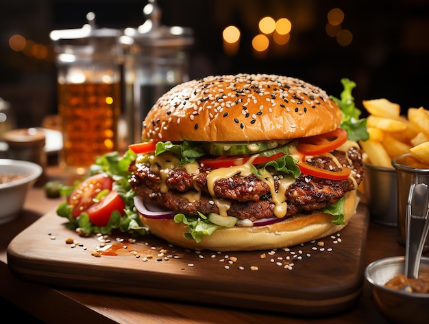 Handmade hamburger fastfood delicious photo