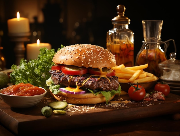 Handmade hamburger fastfood delicious photo