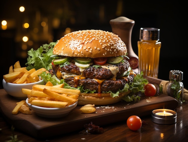 Handmade hamburger fastfood delicious photo