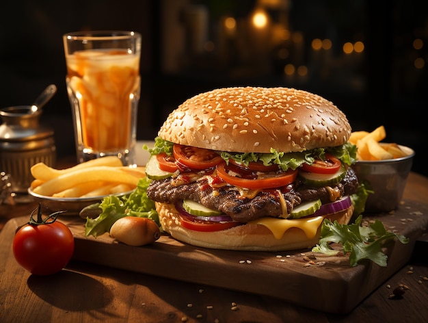 Handmade hamburger fastfood delicious photo