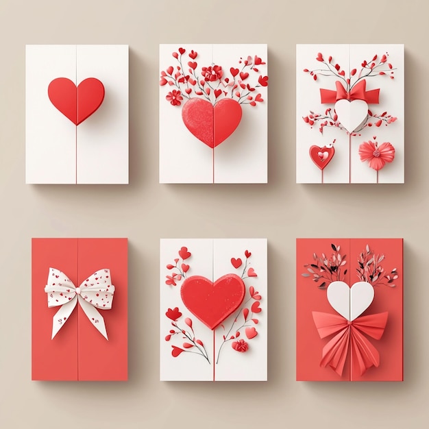 Photo handmade valentines day cards with romantic quotesvector illustrations