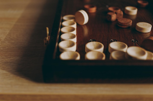 Handmade wooden backgammon for playing with natural wood