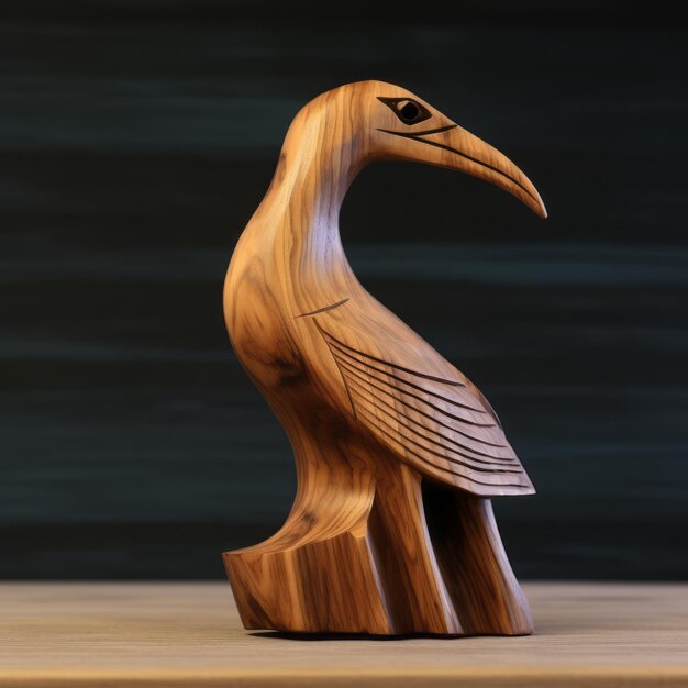 Photo handmade wooden carving of an egret in jakub ralski style