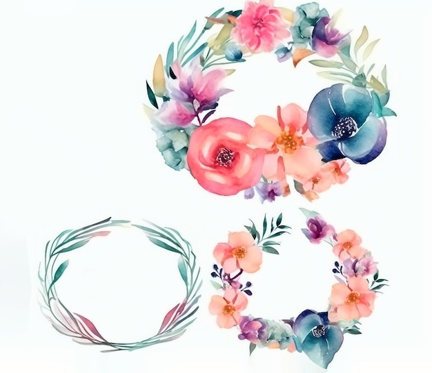 handpainted watercolor floral frame collection