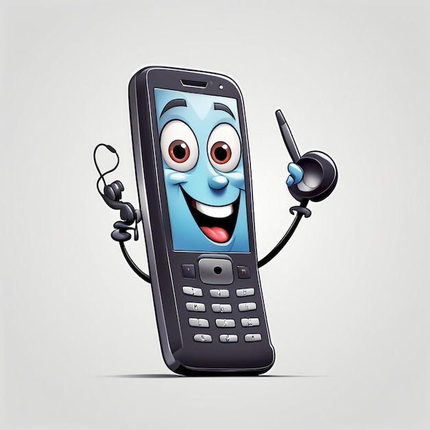 Photo handphone or phone cartoon mascot