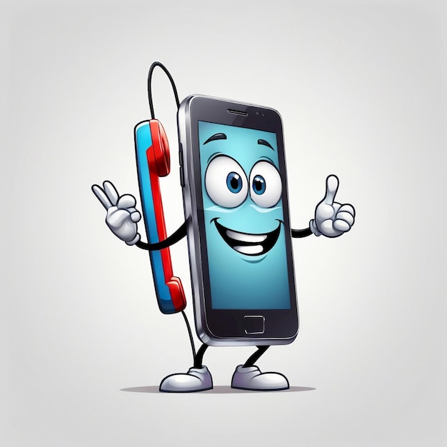 Photo handphone or phone cartoon mascot