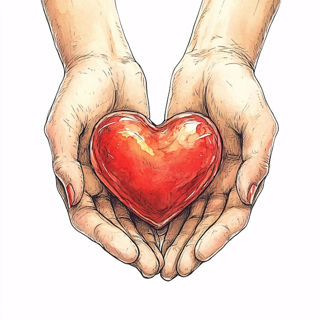 Photo hands embracing a heart symbolizing self care and mental wellness on a minimalist backgrou