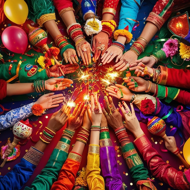 Photo hands and festivals hands participating in cultural or seasonal festivities