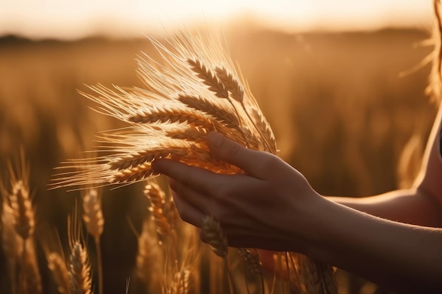 Hands field golden ears Generate Ai