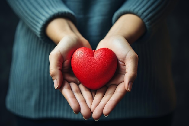 Hands gently holding a heart This powerful symbol represents concepts such as love compassion care health and empathy conveying a strong sense of humanity and kindness