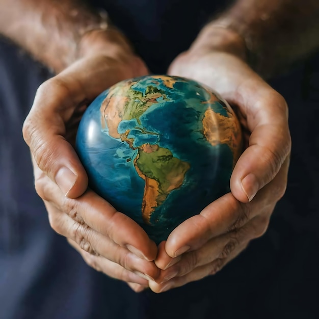 Photo hands hold earth ball in heart shape on doctor hands for world health day