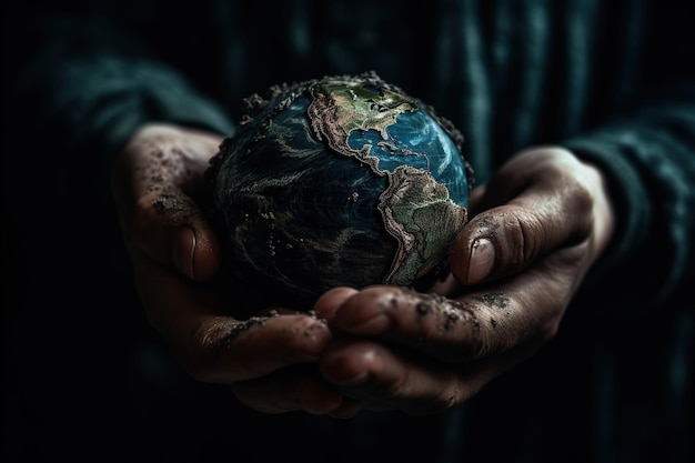 Hands hold planet earth protection of our planet Earth Day