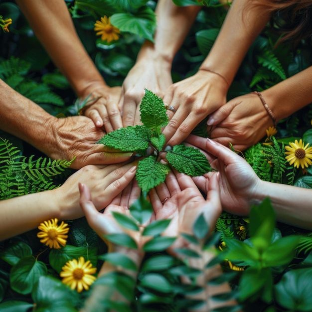 Photo hands holding a flower with the word  spring  on it