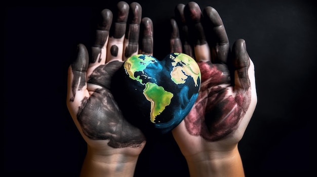 Hands holding a globe with the word world on it