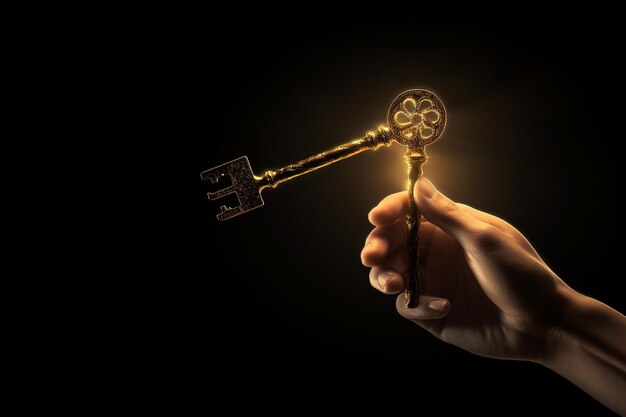 Hands holding a golden key representing the Generative ai