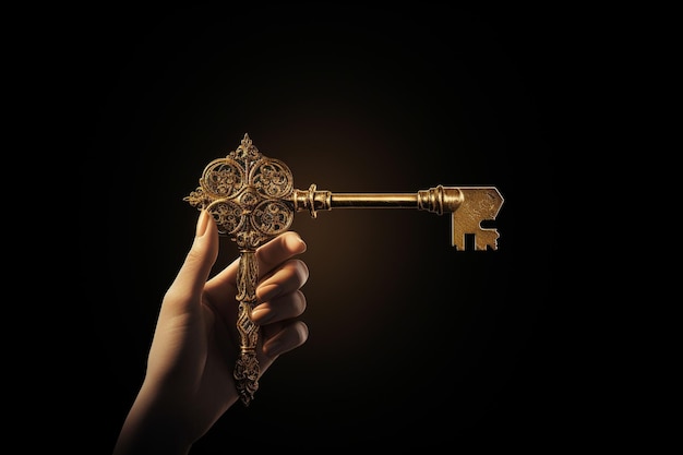 Hands holding a golden key representing the Generative ai