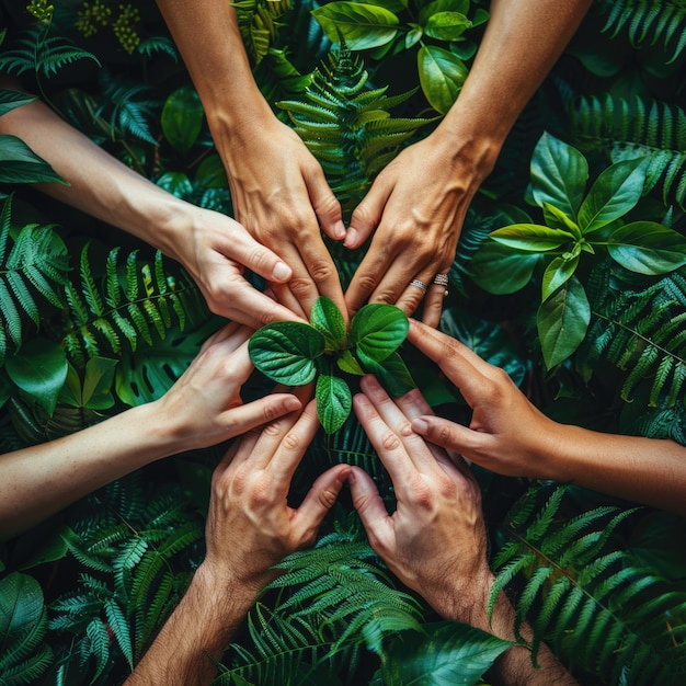 Photo hands holding a green leaf with the word  hands  on it