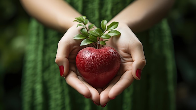 Hands holding heart organ donation day Generative AI