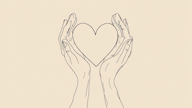 Photo hands holding a heart with a heart drawn in the middle