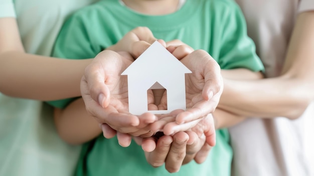 The hands holding house model