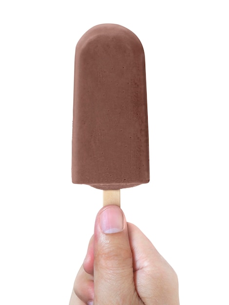 Hands holding ice cream isolated on white background