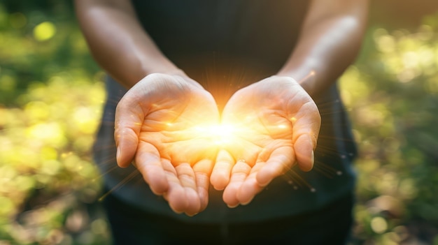 Photo hands holding light