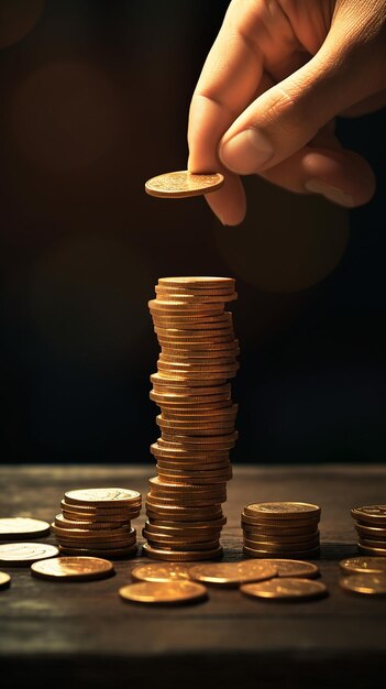 Hands Holding Money Bag and Gold Coin 3D Render