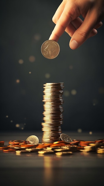 Hands Holding Money Bag and Gold Coin 3D Render