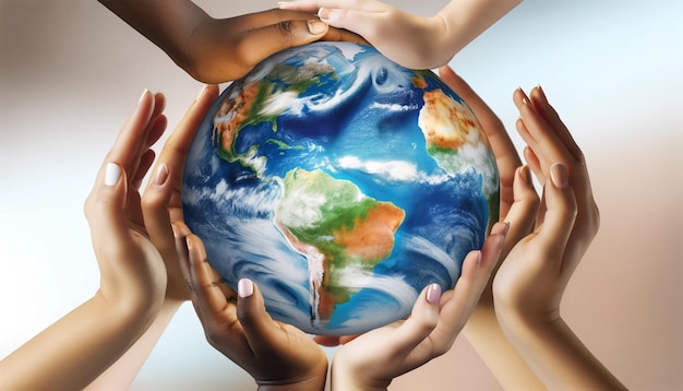 Hands Holding Planet Earth in Unity and Care