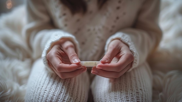 hands holding a pregnancy test growing family