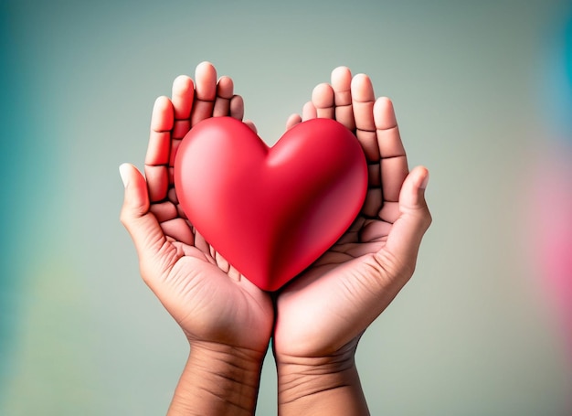 Hands holding red heart health care love world heart day world health day