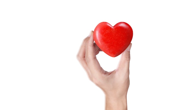 Hands holding a red heart, heart health