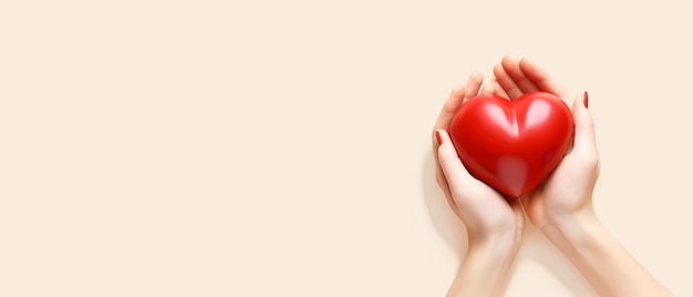 Hands holding a red heart symbolizing health care love organ donation day