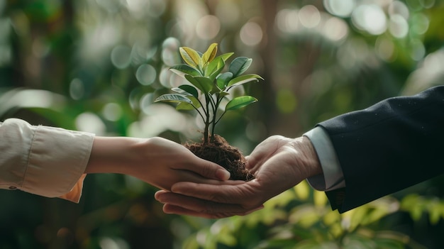 The Hands Holding Seedling