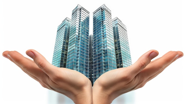 Hands Holding Skyscrapers A Symbol of Success and Growth