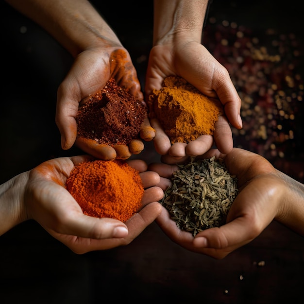 Hands holding spices