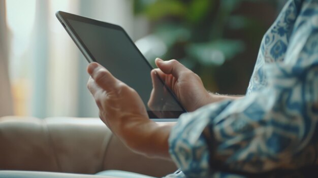 Photo the hands holding tablet