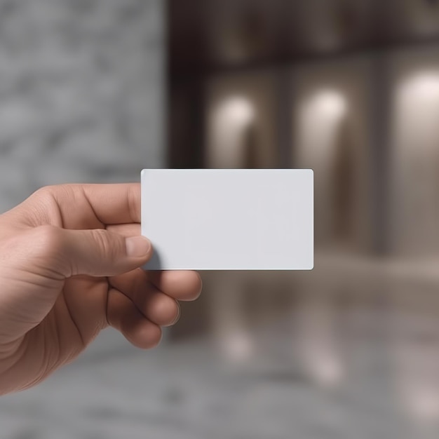 hands holding a white card mockup