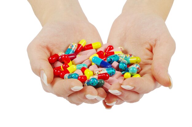 hands holds pills