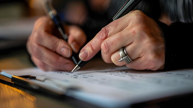 Hands Meticulously Documenting Financial Data on a Report