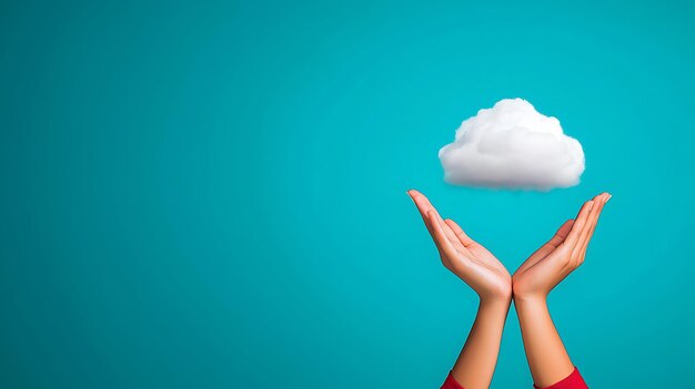 Photo hands offering support to a person with a cloud over their head symbolizing help during mental struggles