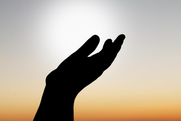 Hands open praying up worship Concept of worship blessing from god