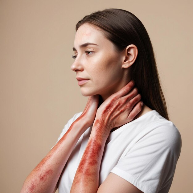 Photo hands of patient suffering from psoriasis