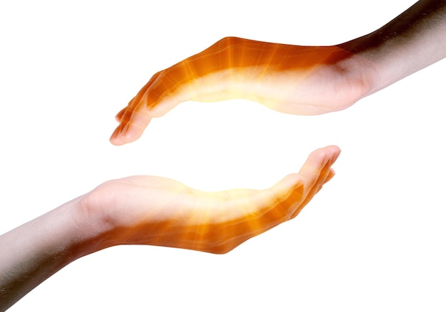 Hands protecting and containing bright light