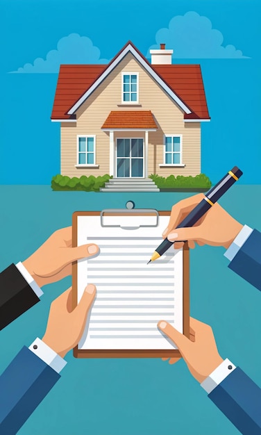 Hands signing a house or apartment contract for real estate deal