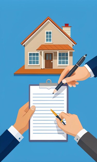 Hands signing a house or apartment contract for real estate deal